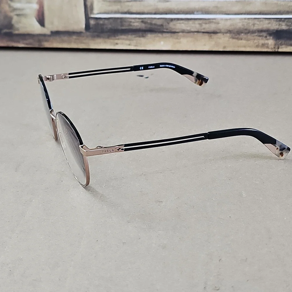 Furla VFU617K Round Eyeglasses Gold Black 50-19-140 Col.08MZ Frames